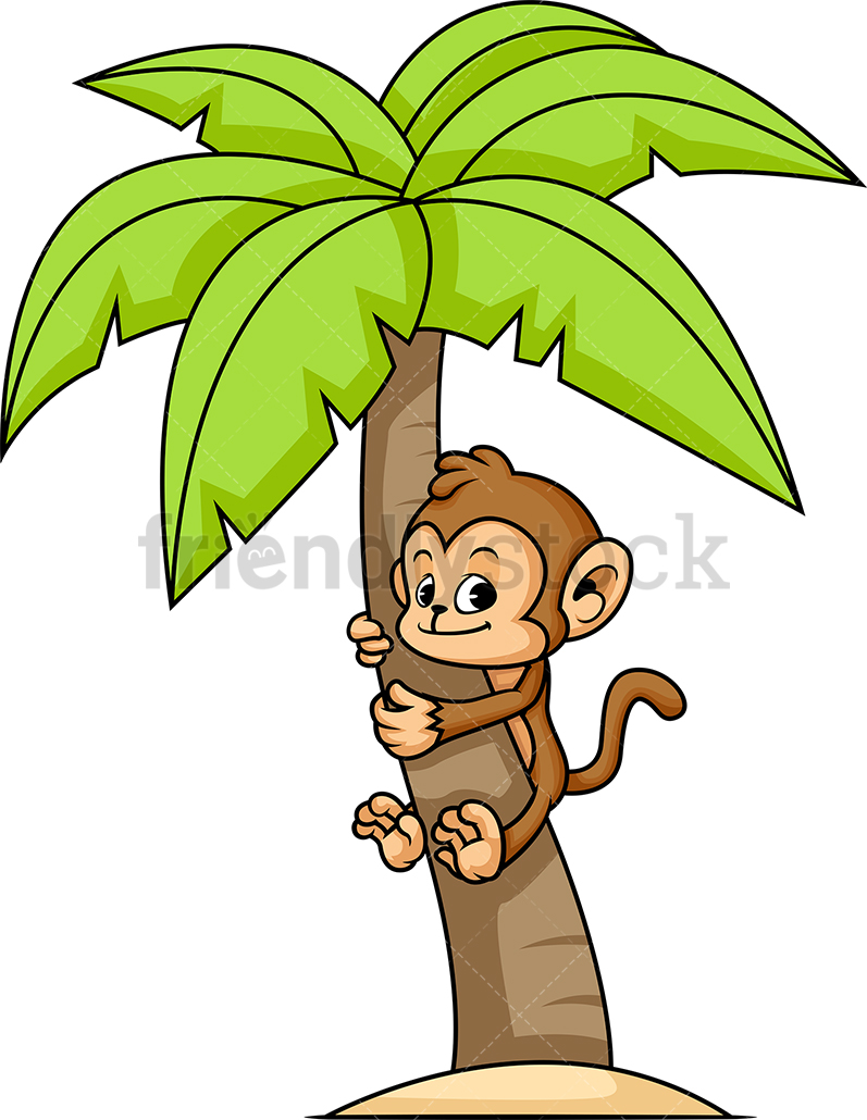 Monkey Climbing Tree Cartoon Vector Clip #196029.