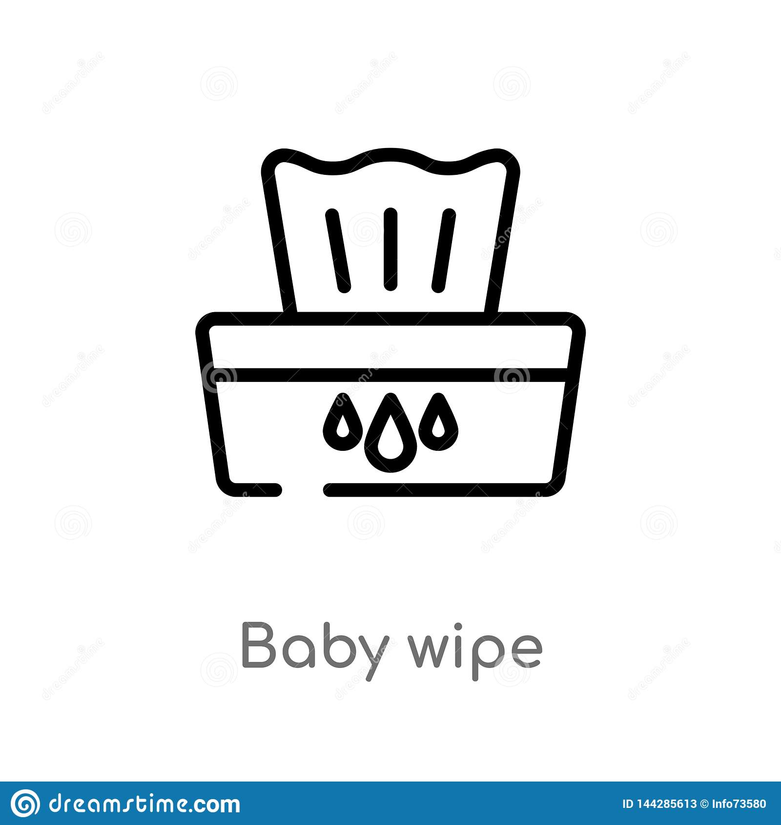 Outline Baby Wipe Vector Icon. Isolated Black Simple Line Element.