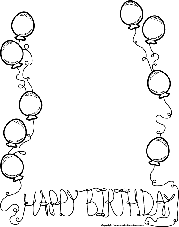Birthday black and white black and white birthday clip art borders.