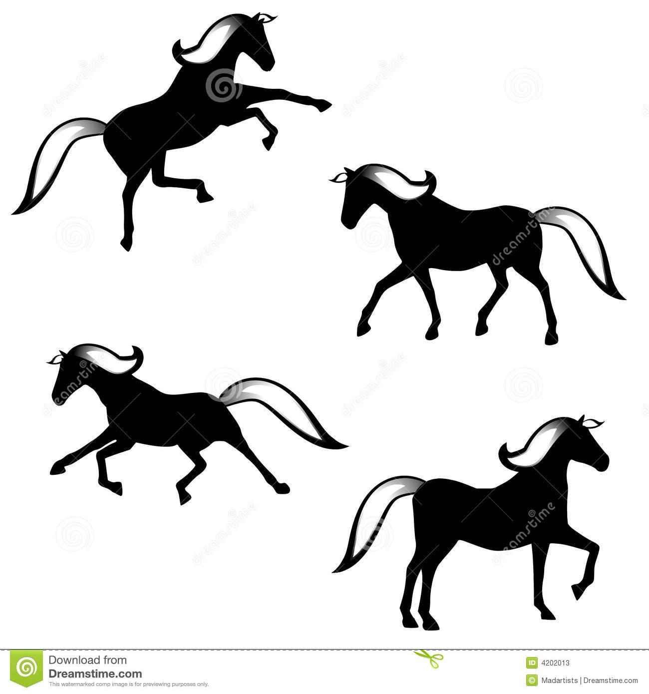 Black Horses Silhouette Clip Art Stock Photos.