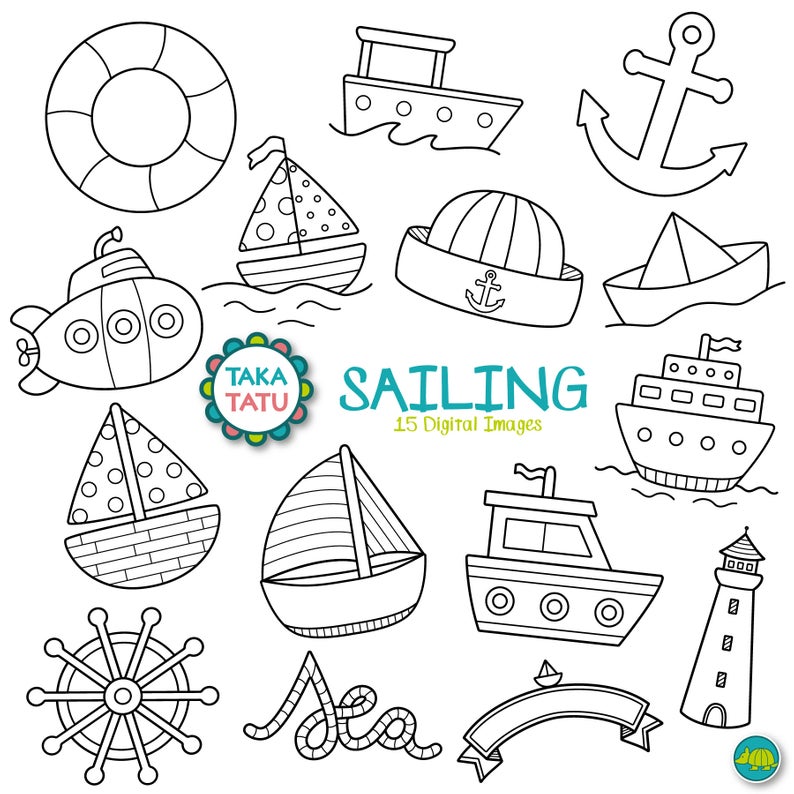 Sailing Digital Stamp.