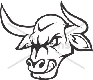Angry Bull Head Logo Outline.