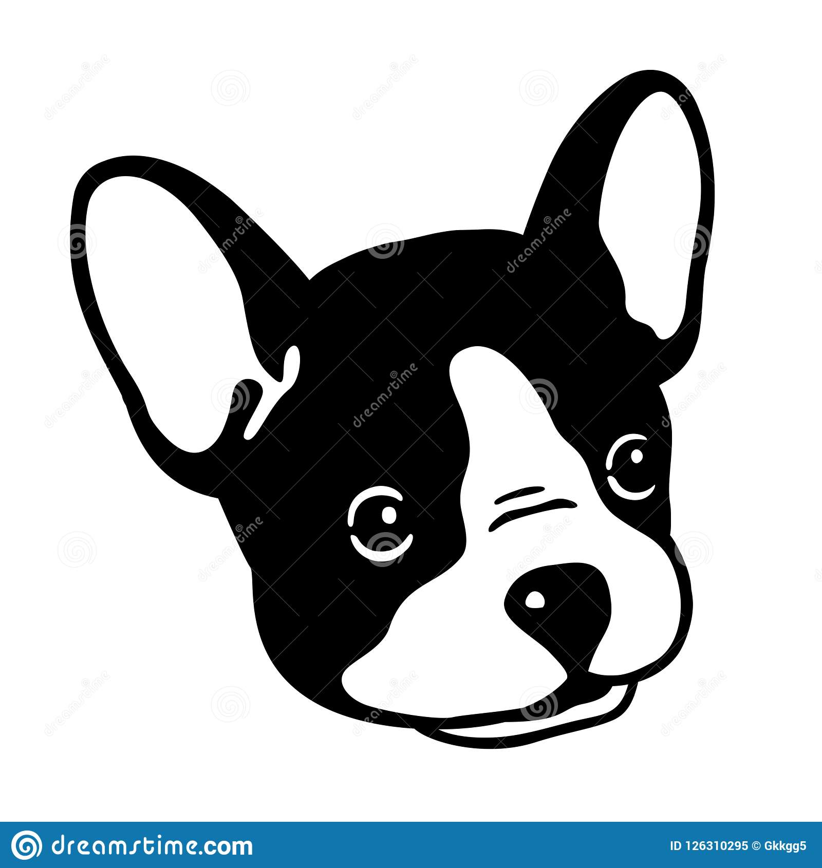 Dog Vector French Bulldog Face Logo Icon Head Character Illustration.