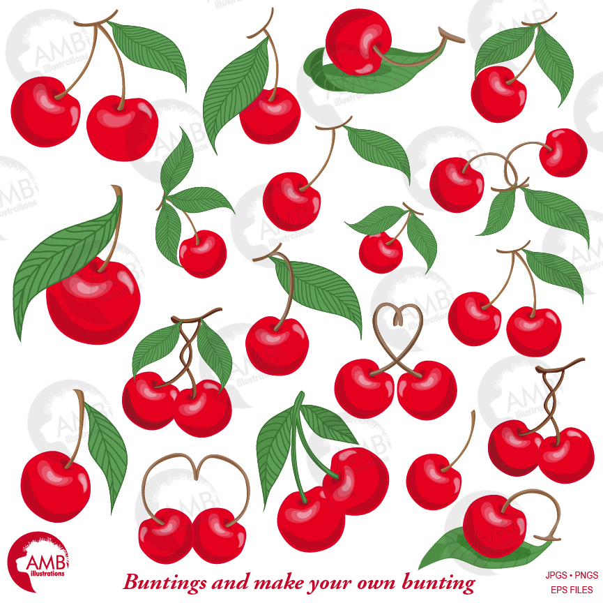 Cherry Clipart, cherries clipart, small berries, berry cherry clipart,  AMB.