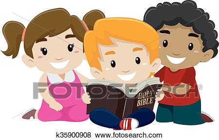 Clip Art Of Children Reading Bible K359009 #339966.