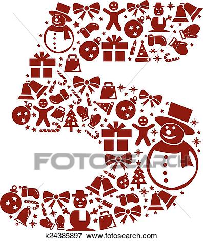 Christmas Number 5 on White Background Clip Art.