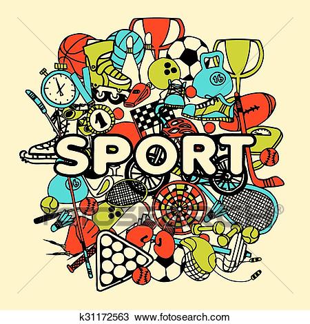 Sport Doodle Collage Clipart.
