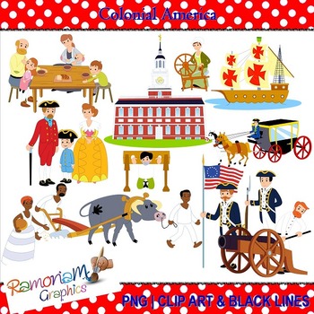 Colonial America clip art.