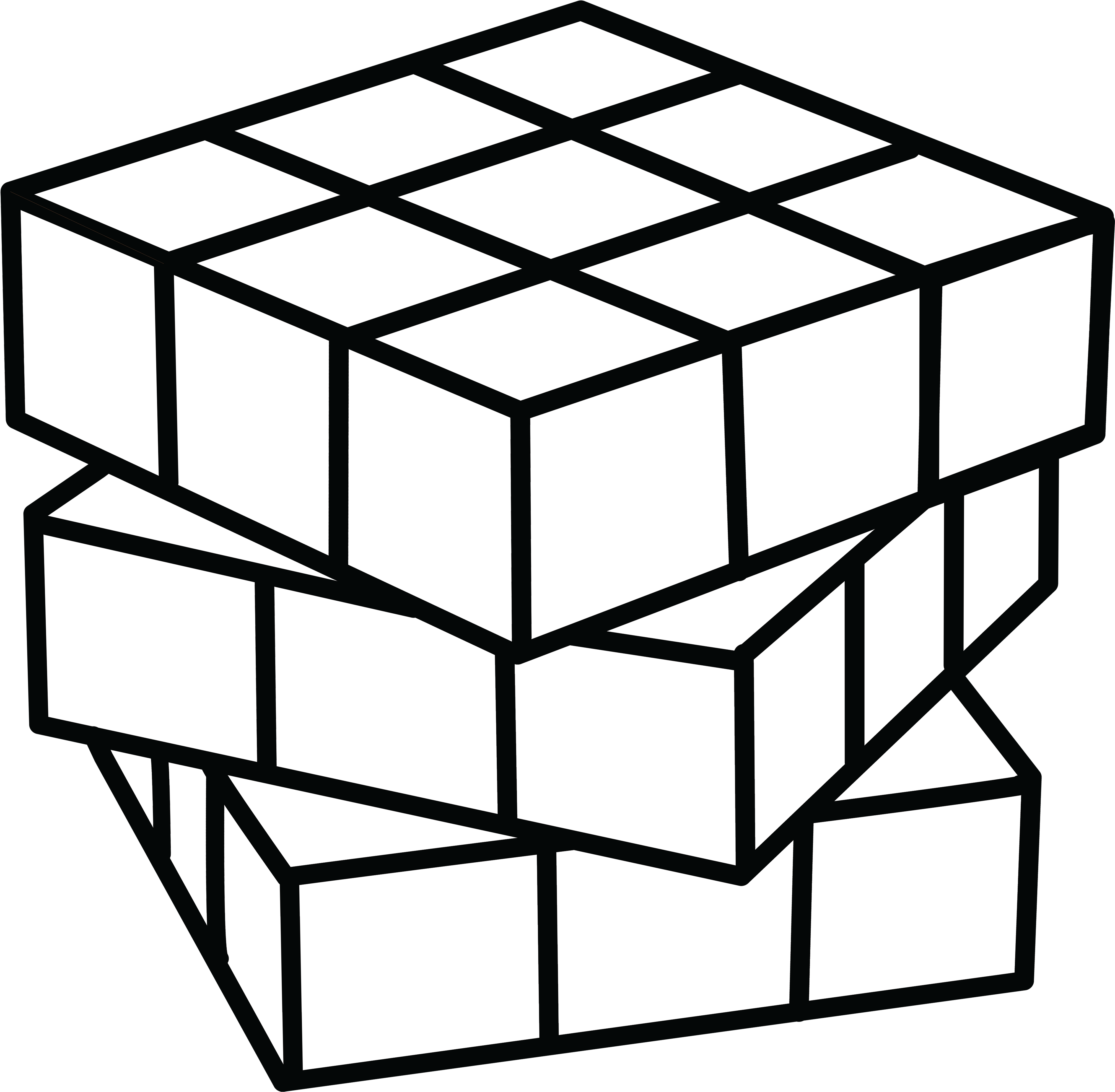 Cube Clipart Coloring Page.