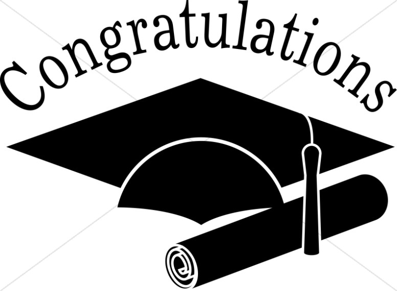 Congratulations Grads Black and White Clip art.
