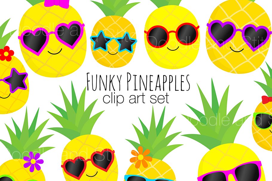 Funky Pineapple Clipart Designs.