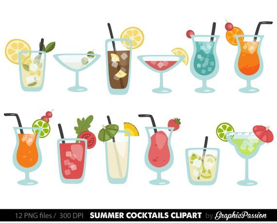 Summer Cocktails Clipart Cocktail Clip Art Summer Clip art Drinks.