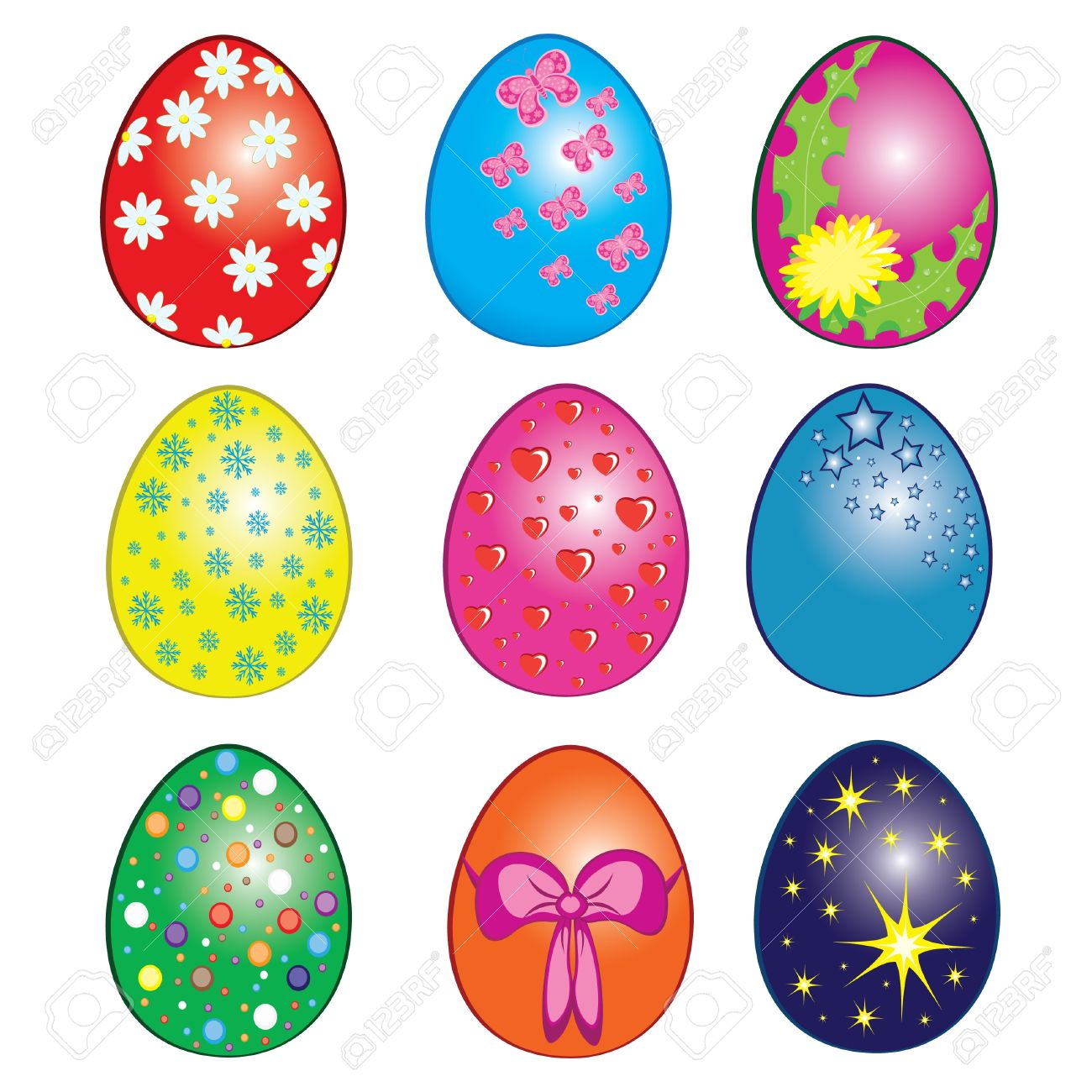 Easter eggs, Happy Easter Clip Art. Illustration on white.