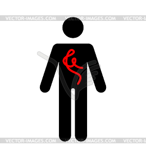 Human icon with Ebola Virus pathogen,.
