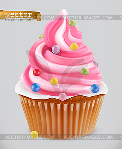 Cupcake, fairy cake. 3d realistic icon.
