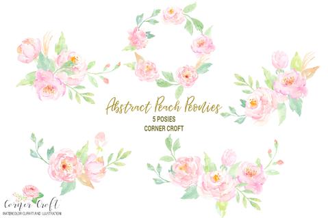 Watercolor Clipart Peach Peonies Free Download.