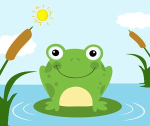 Free Frog Clip Art Image: Clipart Illustration of a Frog in a Pond.