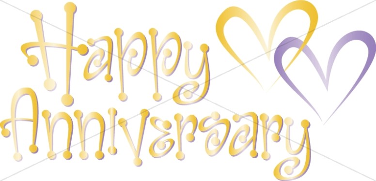 Cute Happy Anniversary Wordart with Hearts.