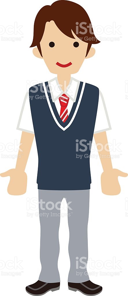 Male High School Student Deep Blue Color Vest stock vector art.