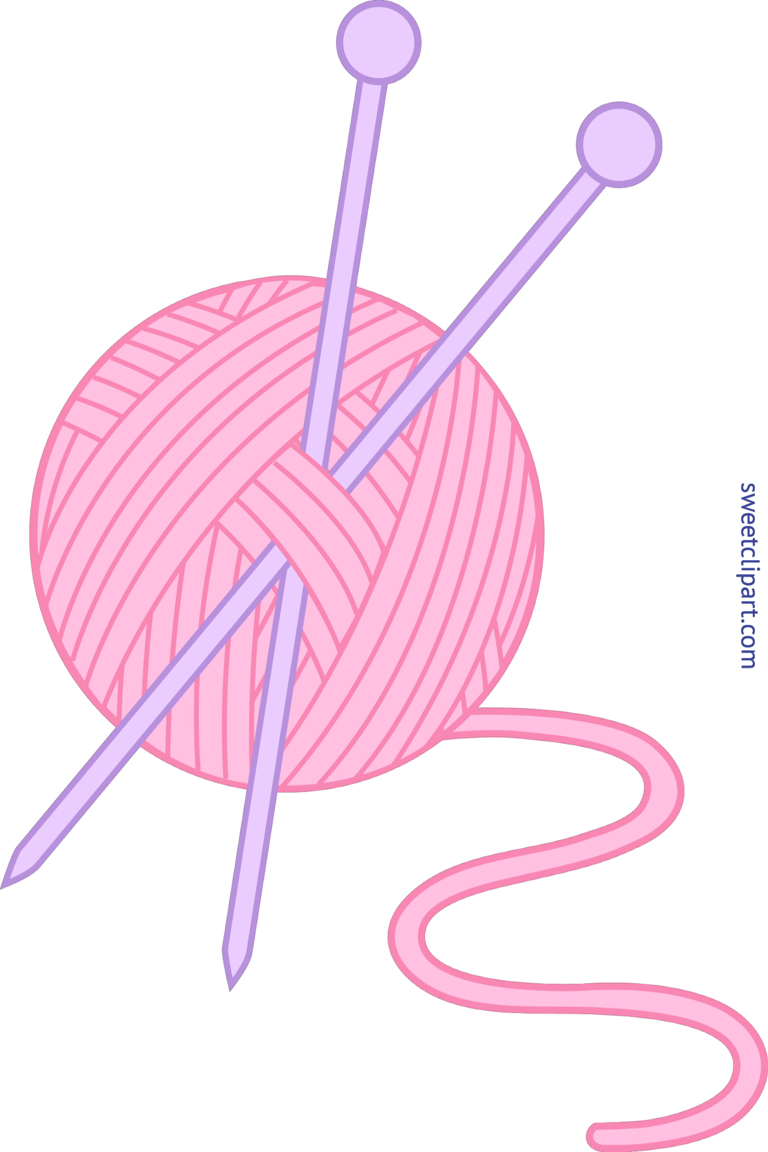 Knitting Yarn Needles Pink Clip Art.