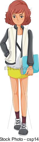 Vectors Illustration of A lady standing holding a book.