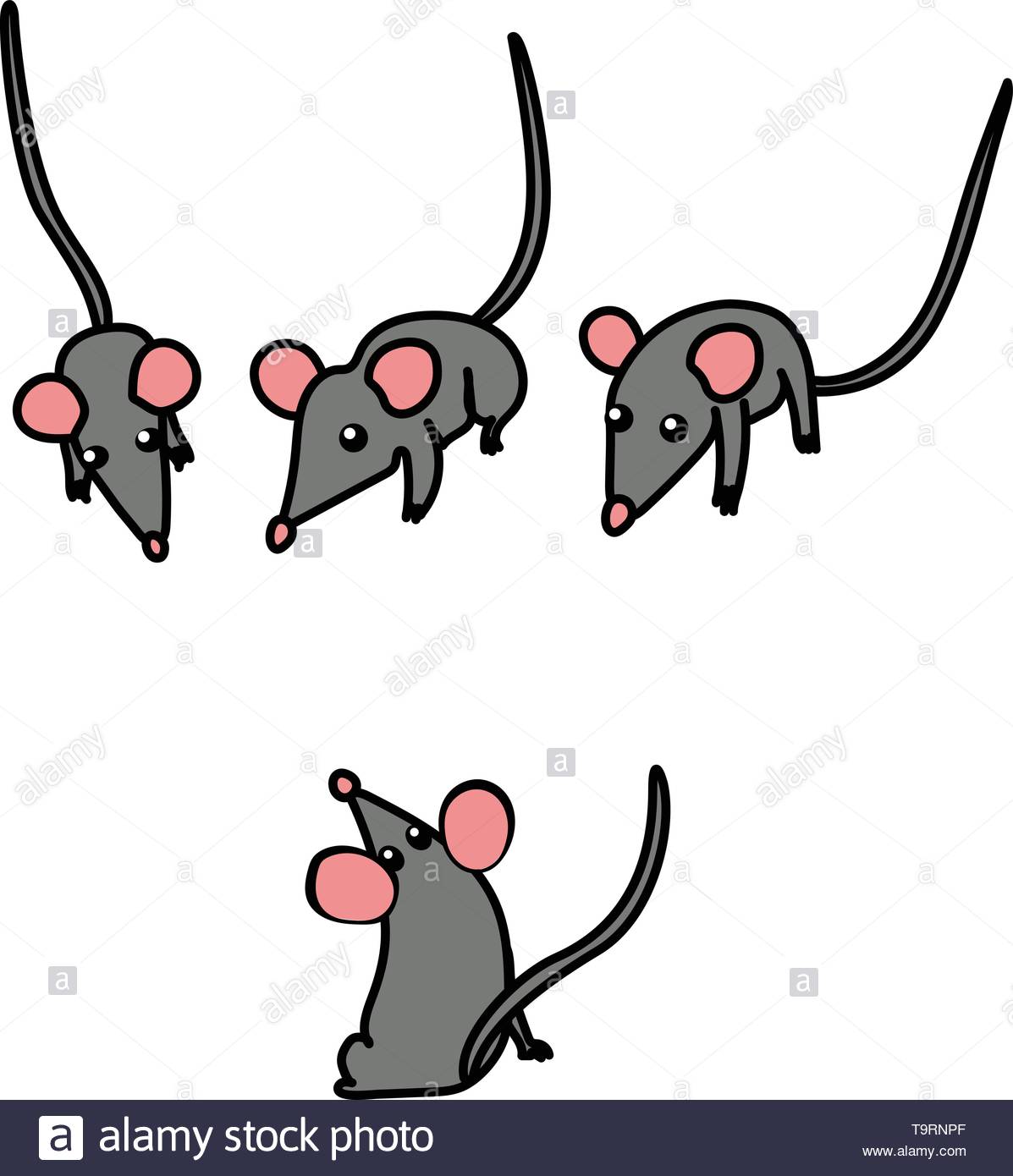 vector scandi cartoon animal clip art mouse mice pet Stock Vector.