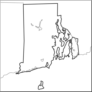 Clip Art: US State Maps: Rhode Island B&W I abcteach.com.