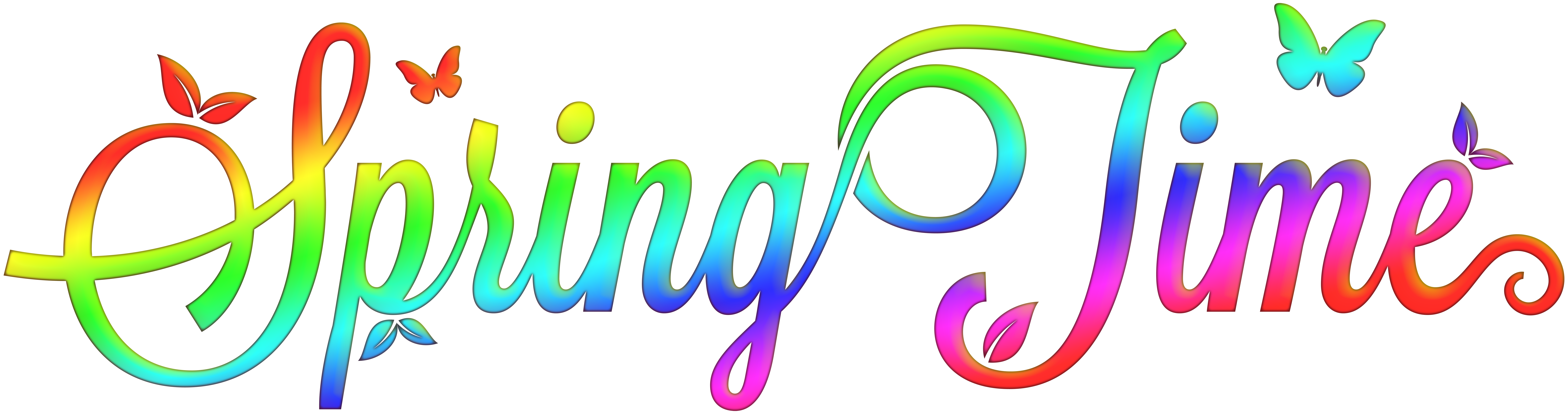 Spring Time Rainbow Text PNG Clip Art Image.