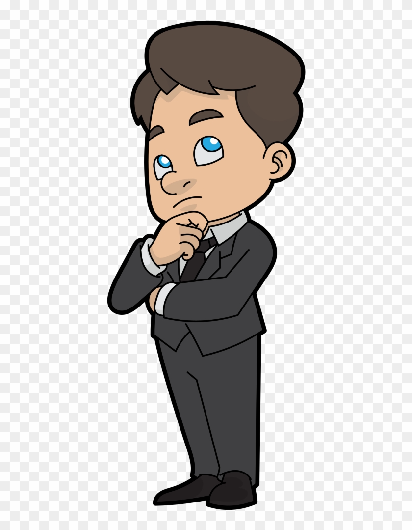 Thinking Cartoon Businessman.