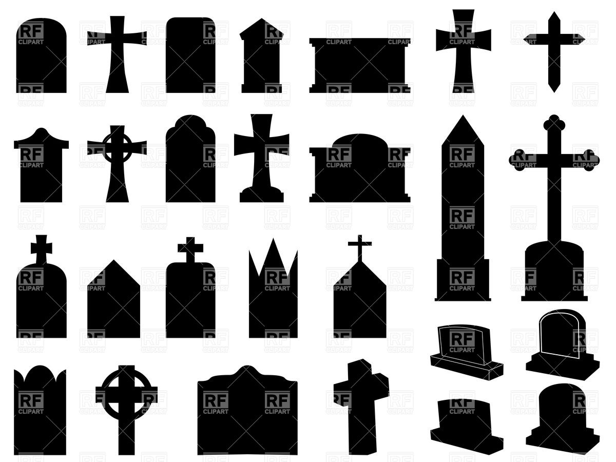 Silhouettes of funerary gravestones (tombstone) and crosses Stock Vector  Image.