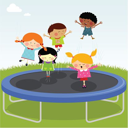 Image result for kids jumping on trampoline clipart.