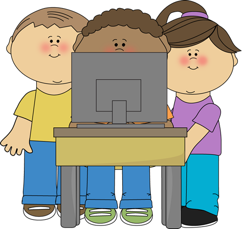 Kids using a school computer from MyCuteGraphics.