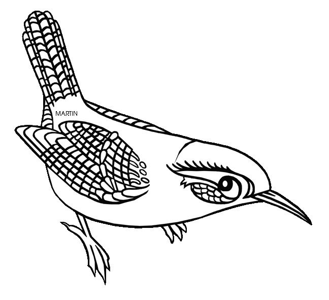 Wren Clipart black and white 3.