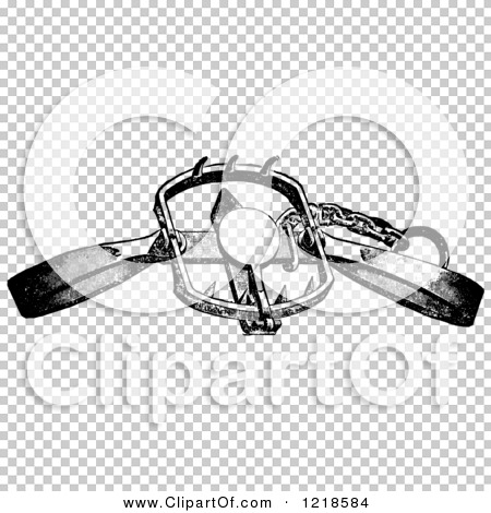 Clipart of a Black and White Steel Animal Trap for Lions Tigers.