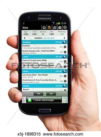 Stock Image of Diet app on the Samsung Galaxy S3 mobile phone.
