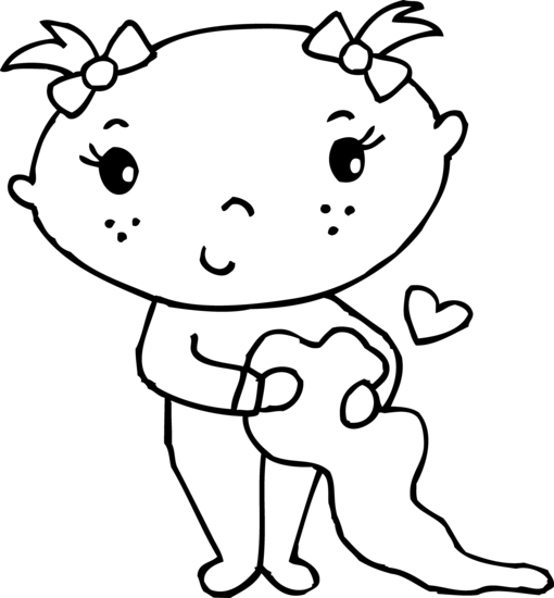 Coloring Page of Baby and Blanket.