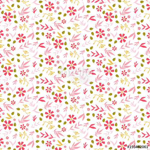 Pink flowers background, flower colorful doodles, hand drawn.