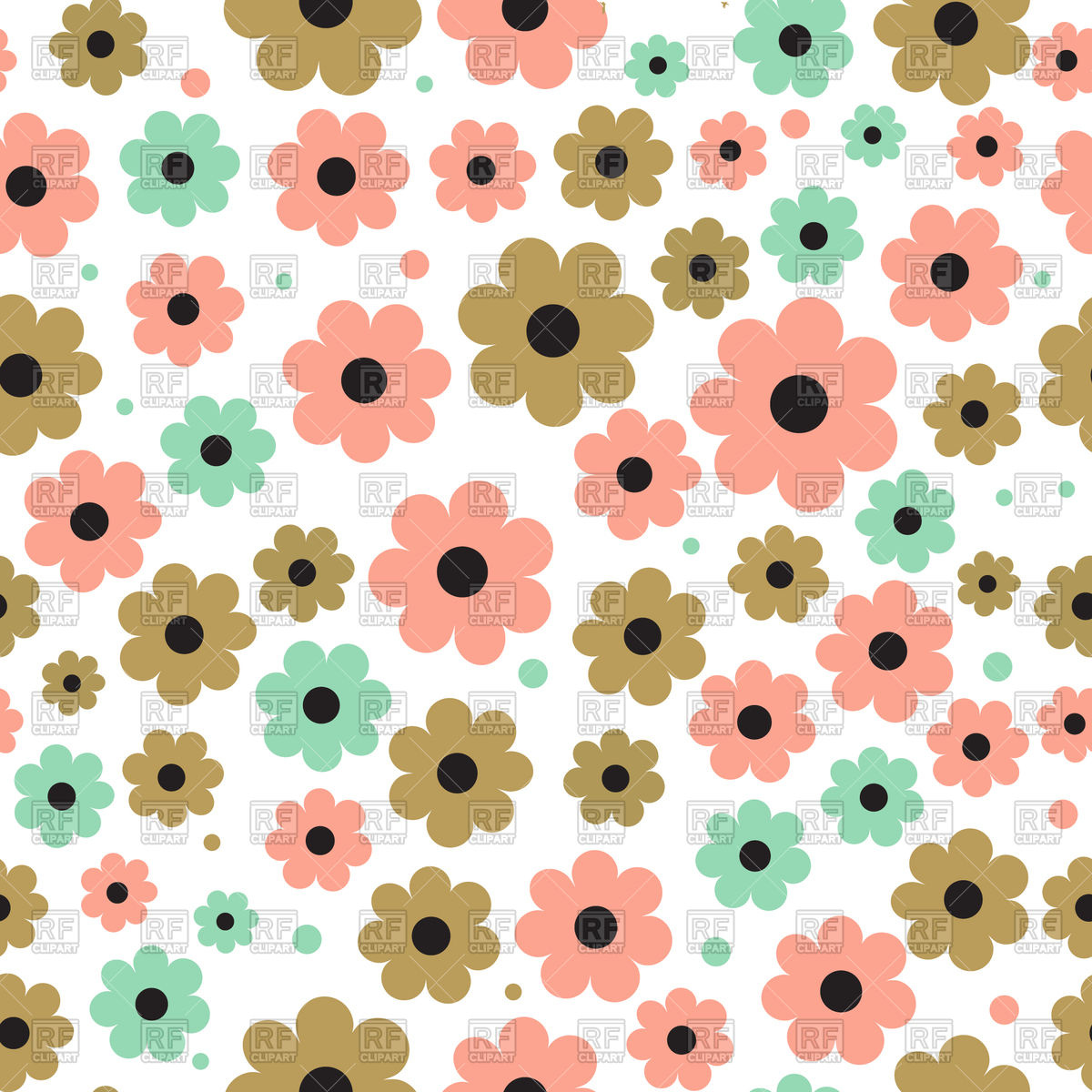 Seamless background with cute flowers Stock Vector Image.