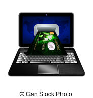 Stock Illustrations of laptop with bank login page isolated over.