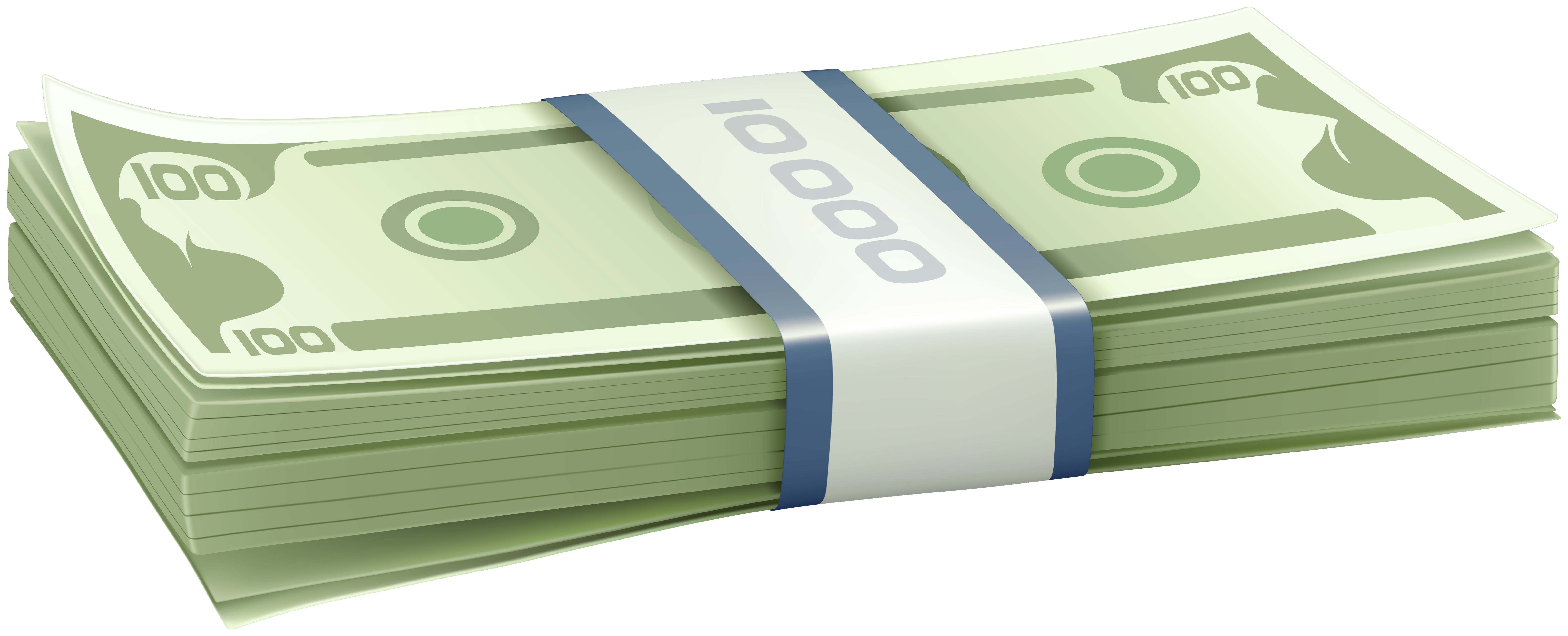 Stack of 100 Green Banknotes PNG Clipart.