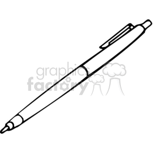 Black and white outline of a pen clipart. Royalty.