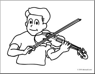 Violin black white clipart kid.