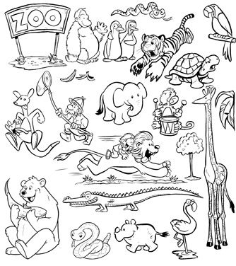 clipart black and white zoo Clipground