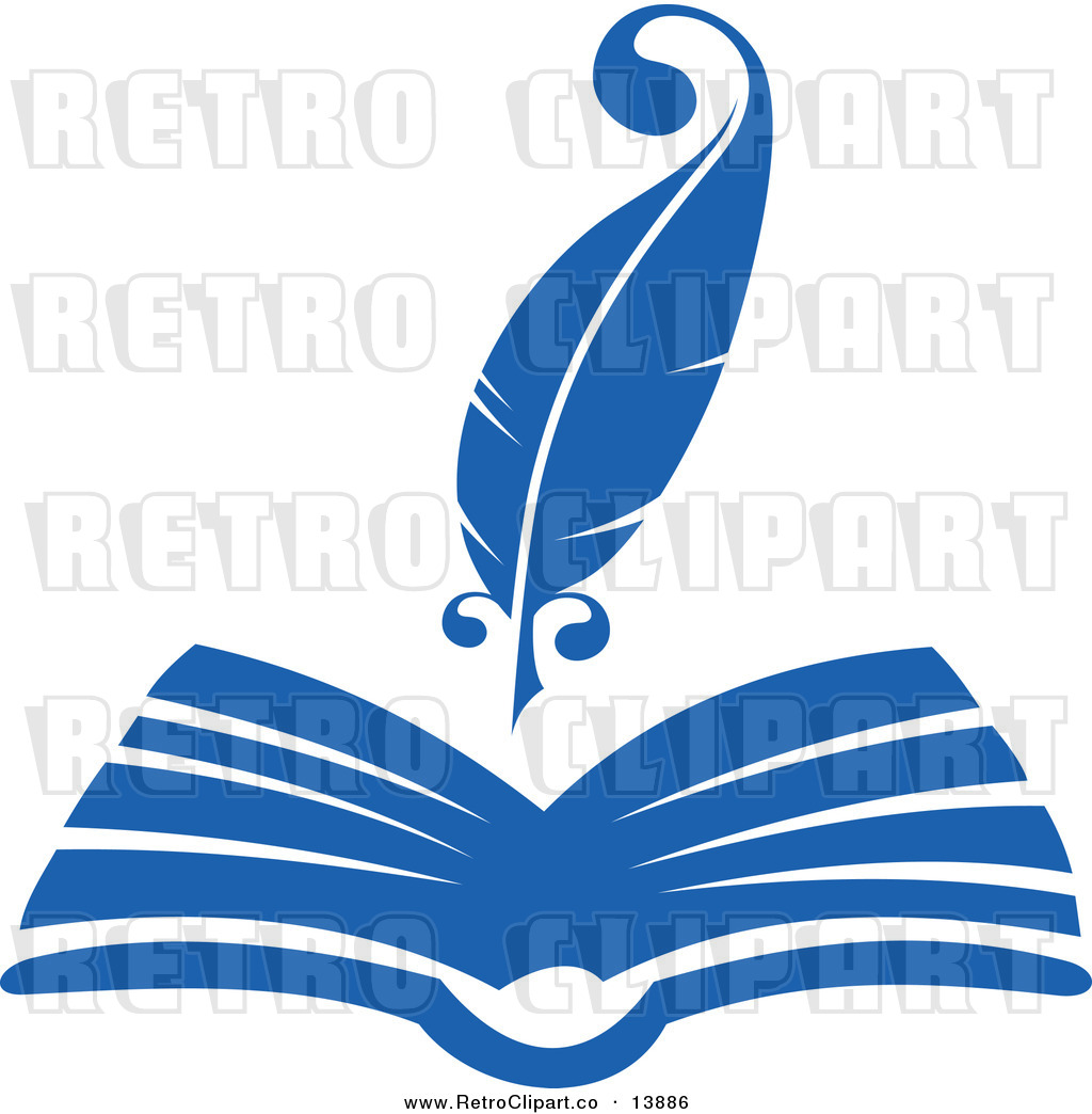 Open books with pen clipart.
