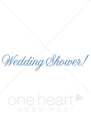 Blue Script Wedding Shower Clipart.