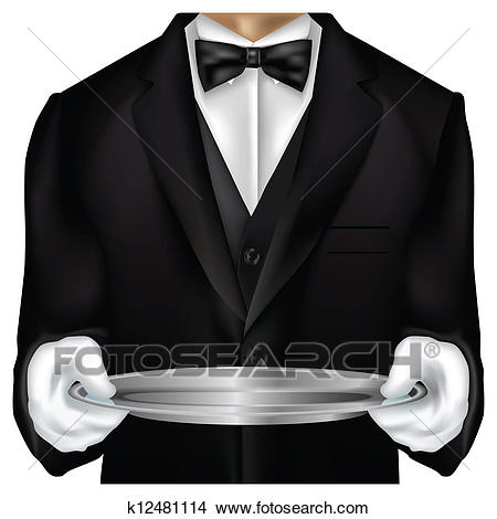 Butler torso dressed in tux Clipart.