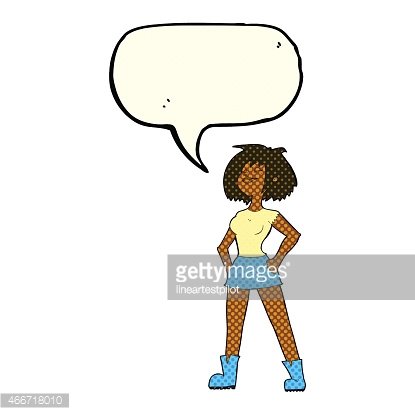 cartoon capable woman with speech bubble Clipart Image.
