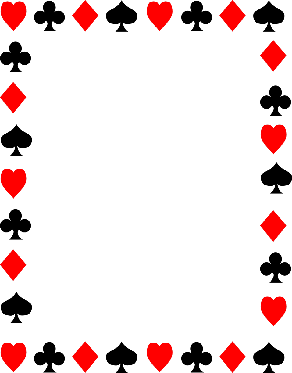 Free clip art of red and black playing card suits.