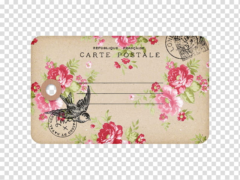 Mail for Me , pink and beige Carte Postale card transparent.
