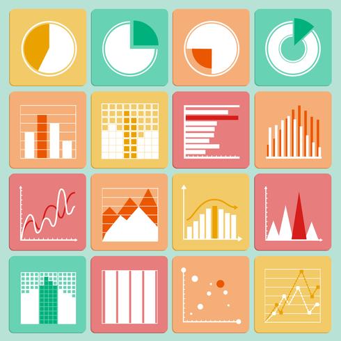Icons set of business presentation charts and graphs.